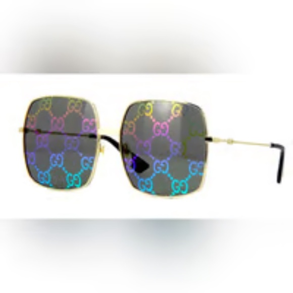 Gucci GG0414S 003 Gold/Gold/Multicolor Sunglasses - Picture 1 of 4